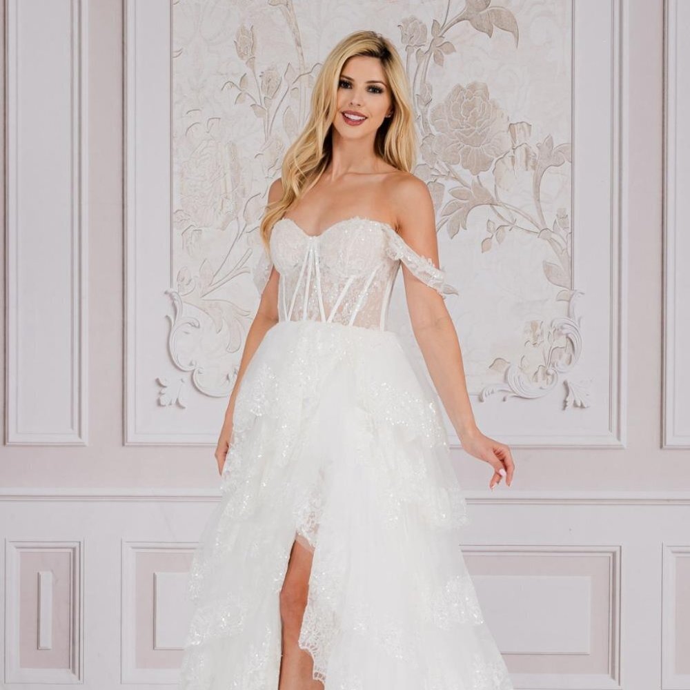 NEW OFF SHOULDER SLEEVELESS BALL GOWN DRESS EMBROIDERED WITH SEQUINS AC TM1012